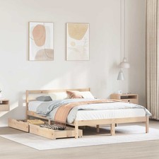 Cadre de Lit avec Tiroirs Adulte Chambre à Coucher Intérieur Bois de Pin vidaXL