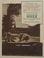 ANTIQUE ADVERTISEMENT SOLEX CARBURETOR 20 MOUNTING 1936 ENGINE FRENCH AD PUB CAR