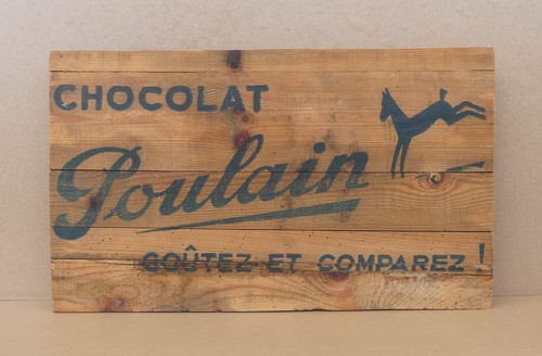 Ancienne plaque bois poulain - ancienne,