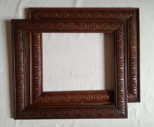 Paire cadres bois sculpté - de,