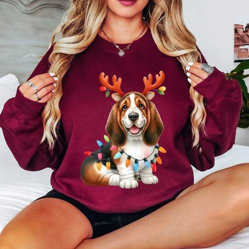 Sweat shirt christmas basset - sweat-shirt,