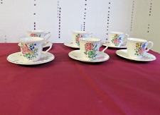 6 Lunéville KG Earthenware Mocha Coffee Cups Street Light Rose Decor