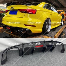For Audi S3 A3 NON SLINE Sedan 17-20 Carbon Fiber Rear Diffuser Spoiler K Style
