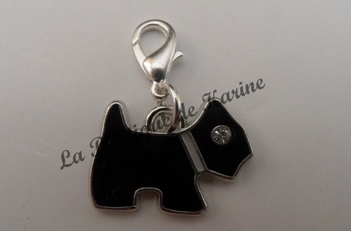 Charm breloque chien noir - chien,