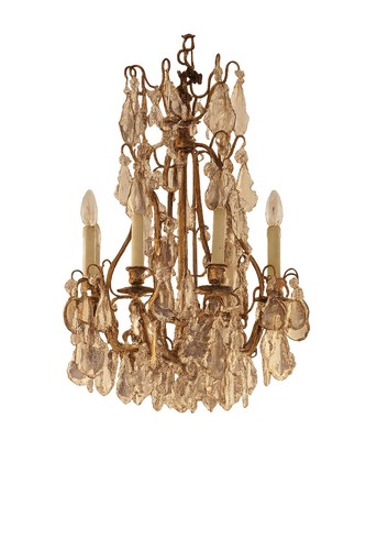 Ancien lustre cage pampilles - lustre,