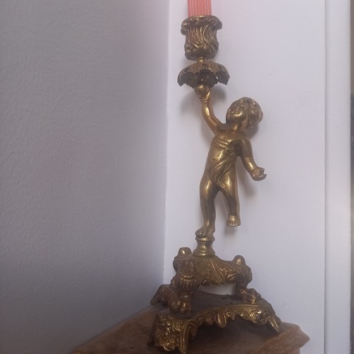 Bougeoir ancien btonze ange - ancien,