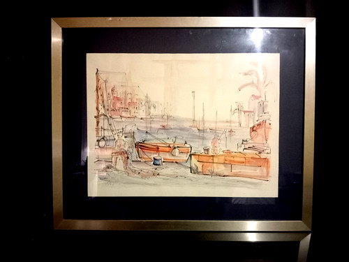 Aquarelle paysage animé - animé, port
