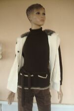 PULL TUNIQUE  MARRON / BEIGE COL ROULE  CEINTURE NEUF T 36/38