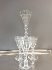 4 Verres à vin ancien en cristal gravé pied taillé Val Saint Lambert VSL