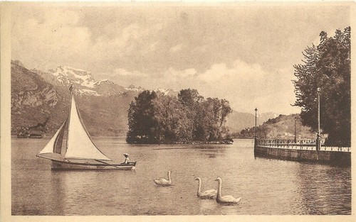 Cpa lac annecy l ile - lac, d´annecy