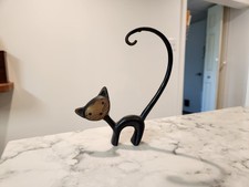 Vintage Walter Bosse Black Cat Jewelry Ring Key Holder Bronze Brass
