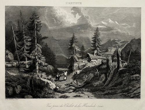 Chalet handeck suisse - suisse, gravure