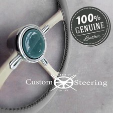 Pour Nissan Figaro 1989-1991 Véritable Gris Moyen Luxe Housse Volant Cuir