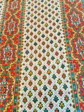 old pair of colorful vintage double curtains / 111
