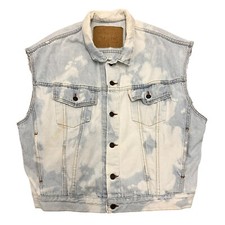 Vintage Levi's Denim Trucker Vest Jacket Acid Wash Mens L Made in USA