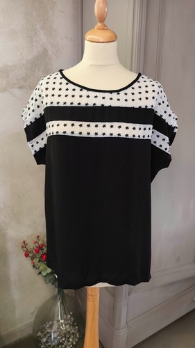 Blouse noire blanche avec - blouse,