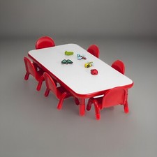 Children's Factory Angeles Baseline 60"x30" Rectangle Tabletop AB746PR - Red
