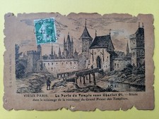 Old postcard PARCHMENT leather leather PARIS La PORTE du TEMPLE under CHARLES VI