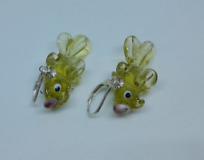 boucles d'oreille dormeuses en argent verre de murano poissons création unique
