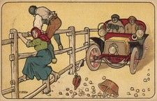 PC ARTIST SIGNED, CAPUTI, RACE CAR DRIVERS, Vintage Postcard (b52739)