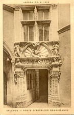 Old postcard card VALENCIA staircase door Renaissance agenda PLM 1928