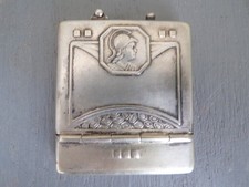 Boîte à timbres ancienne en métal argenté belle Minerve