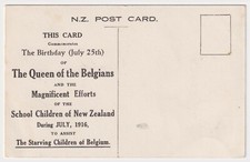 BELGE NEW ZEALAND 1916 COMMEMORATES QUEEN BIRTH, SUPPORT FOR STARVING CHILDREN.