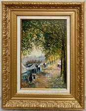FLAUBERT Paul Painting Animated View Paris Quais de Seine Impressionist Painting