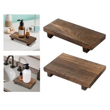 Plateau sur pied en bois, bougeoir, plateau de vanité, support en bois