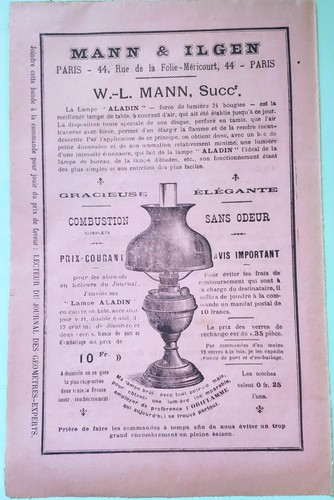 1890 publicité lampe - 1890,
