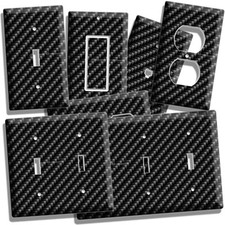 CARBON FIBER STYLE LIGHT SWITCH OUTLET MAN CAVE ROOM GARAGE WALL PLATES HD DECOR