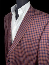 MINT TIGLIO LUXE SANGRIA CHECKERED BIG & TALL SPORT COAT SZ 50L ITALIAN FABRIC 