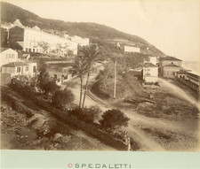 Italie, Ospedaletti, vue panoramique de la ville  Vintage albumen print  Tir
