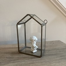 Vtg Glass & Brass Terrarium Display Case MCM Boho Wall Or Table Top SM