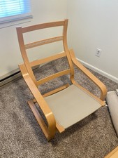 Vintage IKEA Poäng Lounge Chair And Ottoman Made In Europe!! Solid Wood Birch