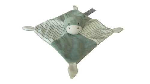 Doudou hippopotame plat vert