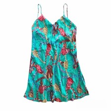 VTG Victoria's Secret Gold Label Silk Chemise In Versace M Emerald Slip Y2K 