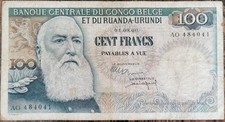 Billet 100 francs  1 - 9 - 1960  Banque Centrale du Congo Belge / Ruanda Urundi