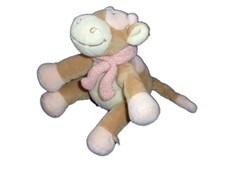 Doudou vache beige rose blanc