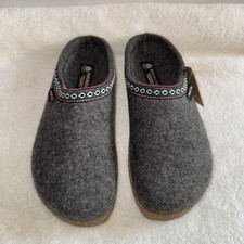 HAFLINGER FRANZL ANTHRACITE GREY WOOL SLIPPERS MEN/WOMEN CLOGS Sz 43 (US10 M)