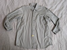 Hugo Boss Shirt Men 16.5x32 Gray Green Button Up Long Sleeve Classic Fit Vintage
