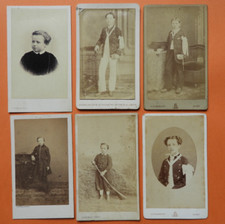 Antique Photos: Lot of 6 CDVs, Portraits of Children and Communicants (ca 1880)