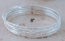 Sterling Silver 925 Diamond Cut Semanario Bangle Bracelet Size 8"
