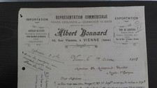 38 VIENNE BEL ENTETE ARTICLES DE CAVE VINS BLANCS ET ROUGES A.BONNARD OCT 1908