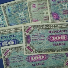 7x Allied Military Authority: 1, 5, 50 + 100 Mark 1944 (AMB-2acd, -3, -6d, 7cd)