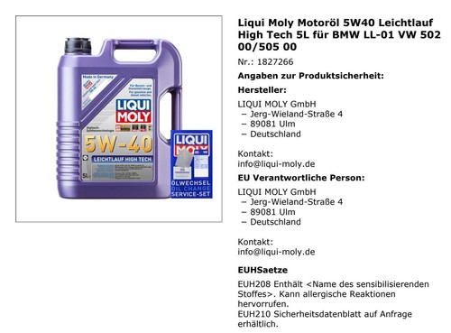 Liqui moly huile moteur 5w40 - moly,
