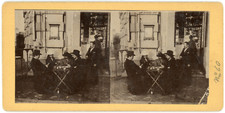 Stereo, Belgium, a coffee terrace in Liège Vintage stereo card - print run 