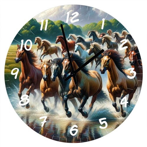 Horloge verre chevaux cm - en, 29