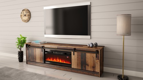 Meuble avec cheminée - meuble, tv