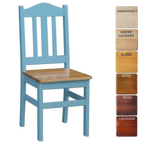Chaise bleue bois pin - de,